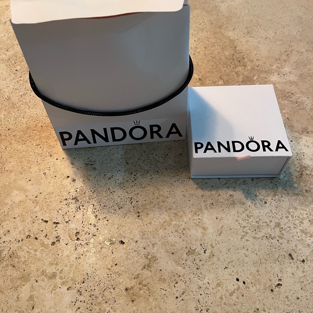 Pandora White Jewelry Box with Pink Ribbon and matching bag